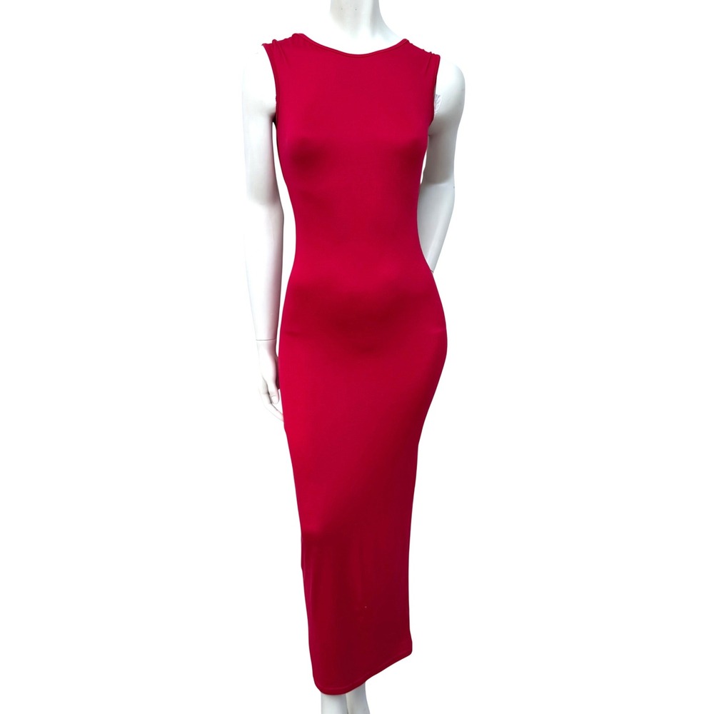 SHEIN Dress Red Bodycon Maxi Low Back Sexy Date Night Party‎ Romantic Stretch XS